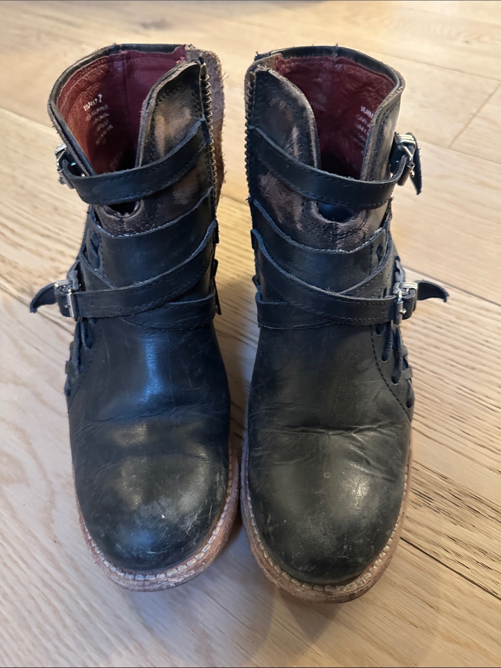 Freebird Belfast Black Leather Women's Buckle Western Ankle Boots